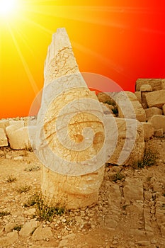 Mount Nemrut the head in front of the statues.