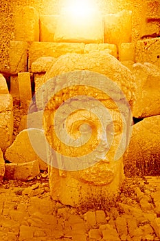 Mount Nemrut the head in front of the statues.