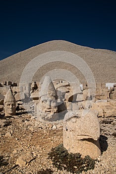 Mount Nemrut or Nemrud, Turkey. Monumental statues, royal tomb