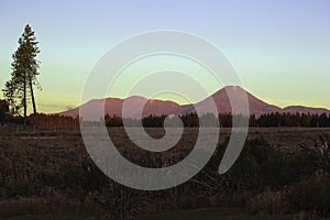 Mount Ngauruhoe and Mount Tongariro at sunset