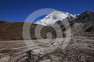 Mount Nuptse and creek