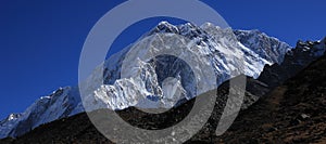 Mount Nuptse and moraine of the Khumbu Glacier