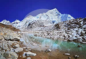 Mount Nuptse view and Mountain landscape view in Sagarmatha National Park