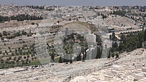 Mount of Olives Dome of the Rock Mosque on Temple Mount with Jerusalem old cityskyline