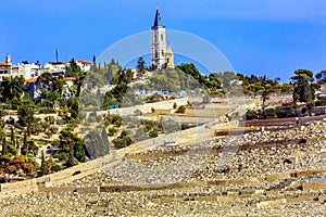 Mount of Olives Jewish Cemetaries Church of Ascension Jerusalem Israel photo