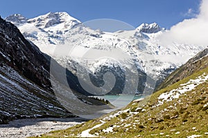 Mount Olperer above Schlegeisspeicher lake photo