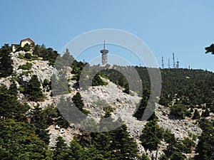 Mount Parnitha National Park, Greece - Bafi refuge - telecommunications tower