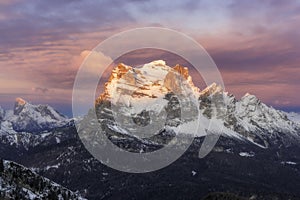 Mount Pelmo during sunrise