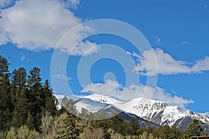 Mount Princeton, peaks covered in snow, in May in Nathrop, Colorado photo
