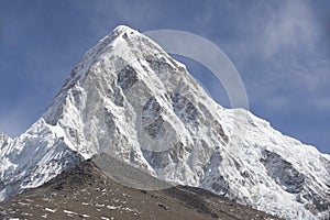 Mount Pumori and Kala Patthar Lower peak Nepal. Himalaya Mountain Range. Trek to Everest Base Camp