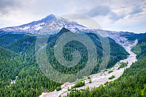 Mount Rainier with Nisqually River