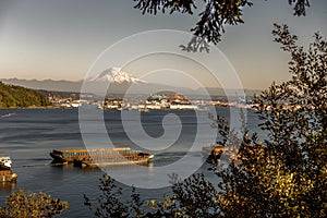 Mount Rainier And Port - Retro
