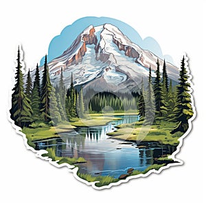 Mount Rainier Sticker - Realistic Hyper-detailed Rendering