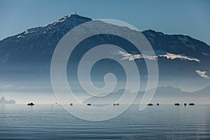 Mount Rigi seen from Zug with over the Zugersee