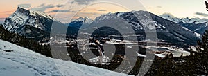 Mount Rundle and Banff in Alberta Canada as seen from Mount Norquay