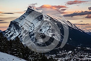 Mount Rundle and Banff in Alberta Canada as seen from Mount Norquay