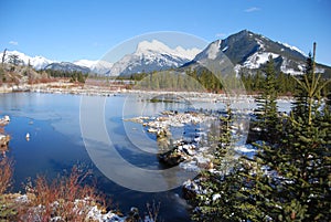 Mount Rundle in the Rockies from Vermillion Lakes