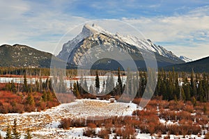 Mount Rundle and Vermilion Lakes in winter, Banff, AB photo