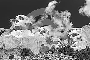 Mount Rushmore National Memorial in Black and White