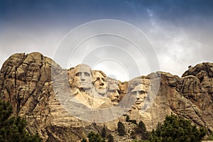 Mount Rushmore National Memorial Park in South Dakota, USA. Sculptures of former U.S. presidents. photo