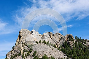 Mount Rushmore national memorial, USA. Sunny day, blue sky.