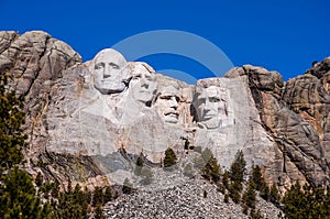 Mount Rushmore National Monument in South Dakota. Summer day wit