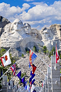 Mount Rushmore With State Flags