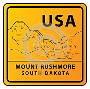 Mount Rushmore USA Yellow Board Illustration Design