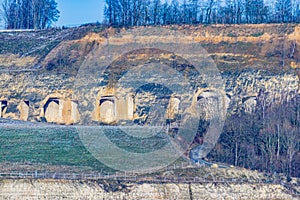 Mount Saint Peter or Sint-Pietersberg, limestone sidehill with caves