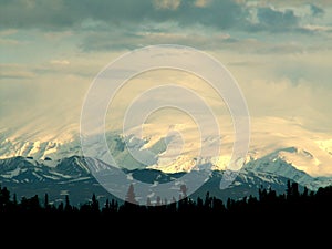 Mount Sanford from Grizzly Lake, Alaska.