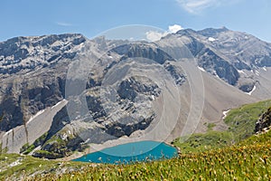 mount Schnidehorn and lake Iffigsee near Lenk