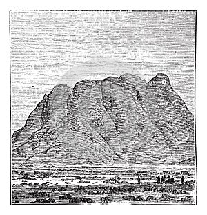 Mount Sinai or Mount Horeb in Sinai Peninsula Egypt vintage engraving