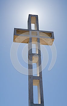 Mount Soledad Cross with Sun Behind photo