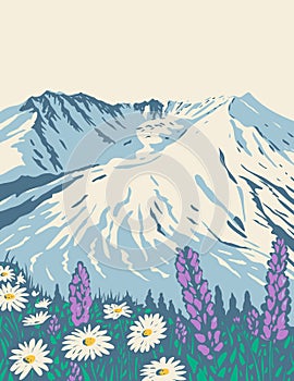 The Mount St Helens National Volcanic Monument Within Gifford Pinchot National Forest in Washington State WPA Poster Art photo