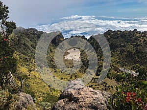 Mount sumbing ancient volcanic caldera