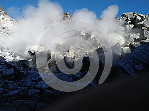 Mount Sumbing rocks smoky