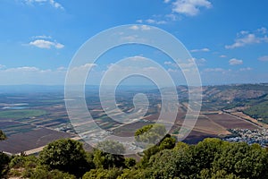 On Mount Tabor, Transfiguration of the Lord took place, in the Lower Galilee, Israel. View from Mount Tabor to the Jezreel