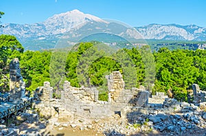 Mount Tahtali from Phaselis amphitheatre, Tekirova, Turkey