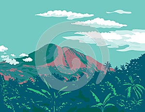 Mount Talinis in Negros Oriental Philippines WPA Poster Art