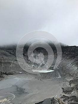 Mount Tangkuban Parahu with a Grey Skies