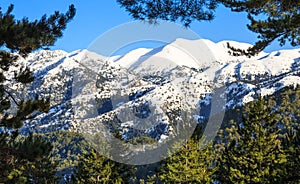 Mount Taygetos covered by snow
