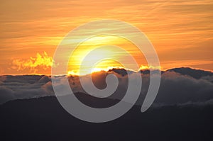 Mount Ulap, mt Ulap, Cordilleras Philippines, Sunrise at dawn, Ampucao mountain ranges, Ampucao, Itogon, Benguet, Philippines photo