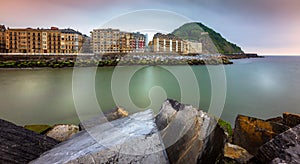 Mount Urgull and Urumea river in San Sebastian, Donostia