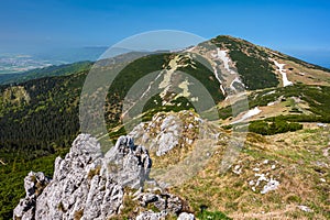 Mount Velky Krivan. Colorful spring mountain landscape of the Mala Fatra, Slovakia