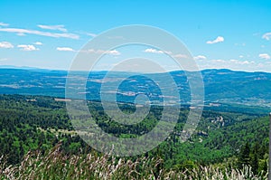 Mount Ventoux - Aerial view of lush green valley seen from the top of Mount Ventoux in Provence region