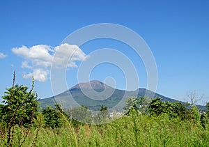 Mount Vesuvius in the distance in summer