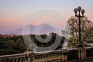 Mount Vesuvius at sunset. Naples. Italy