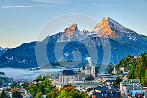 Mount Watzmann and the city of Berchtesgaden