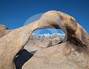 Mount Whitney seen through Mobius Arch