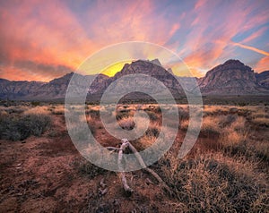 Mount Wilson Sunset in Red Rock Canyon Nevada